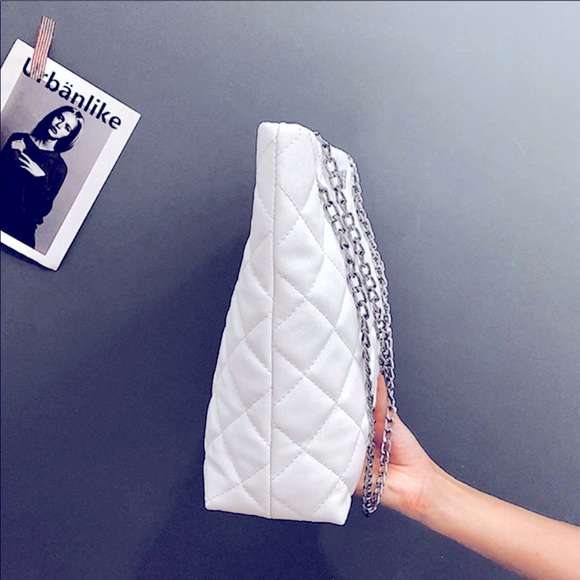 NEW Listing! White Quilted Faux Leather Tote - Picture 5 of 10